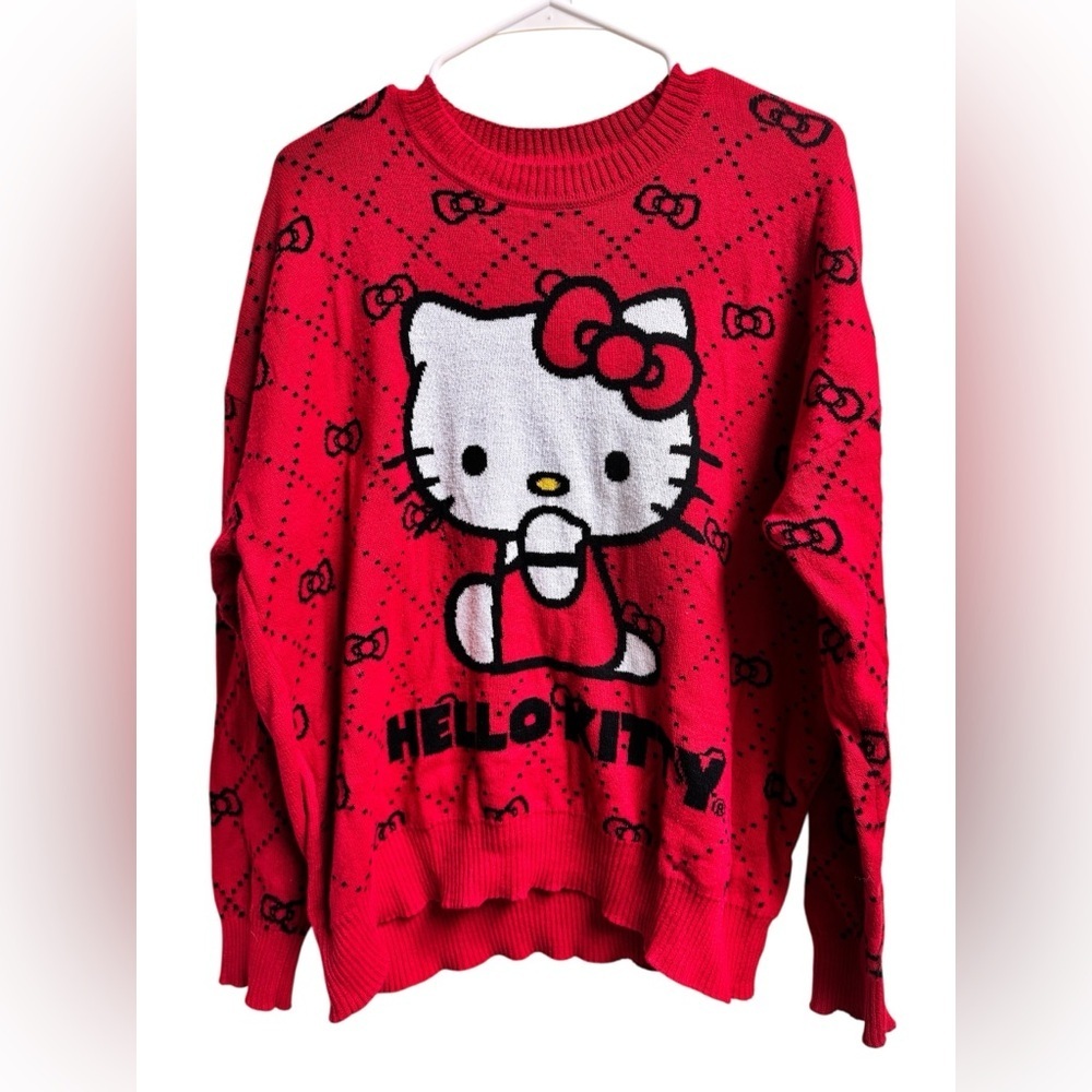 Hello Kitty Red Knit Sweater Women’s XXL Sanrio Hybrid Apparel 2003